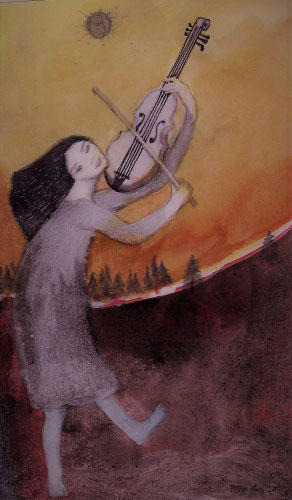 Violinist With Black Sun